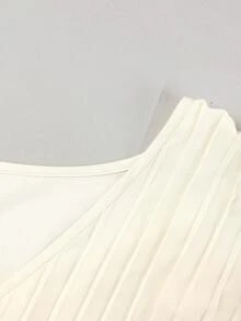 GlowEve Áo sơ mi nữ thanh lịch, màu trơn, có bèo nhún ở gấu áo, kiểu dáng công sở, thắt lưng. - Màu be - Xem 5