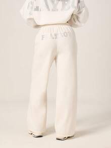 Missguided x Playboy 女士奶油色水钻兔子烫钻慢跑运动裤 高腰抽绳休闲家居裤 带侧袋 - 白色 - 查看 2