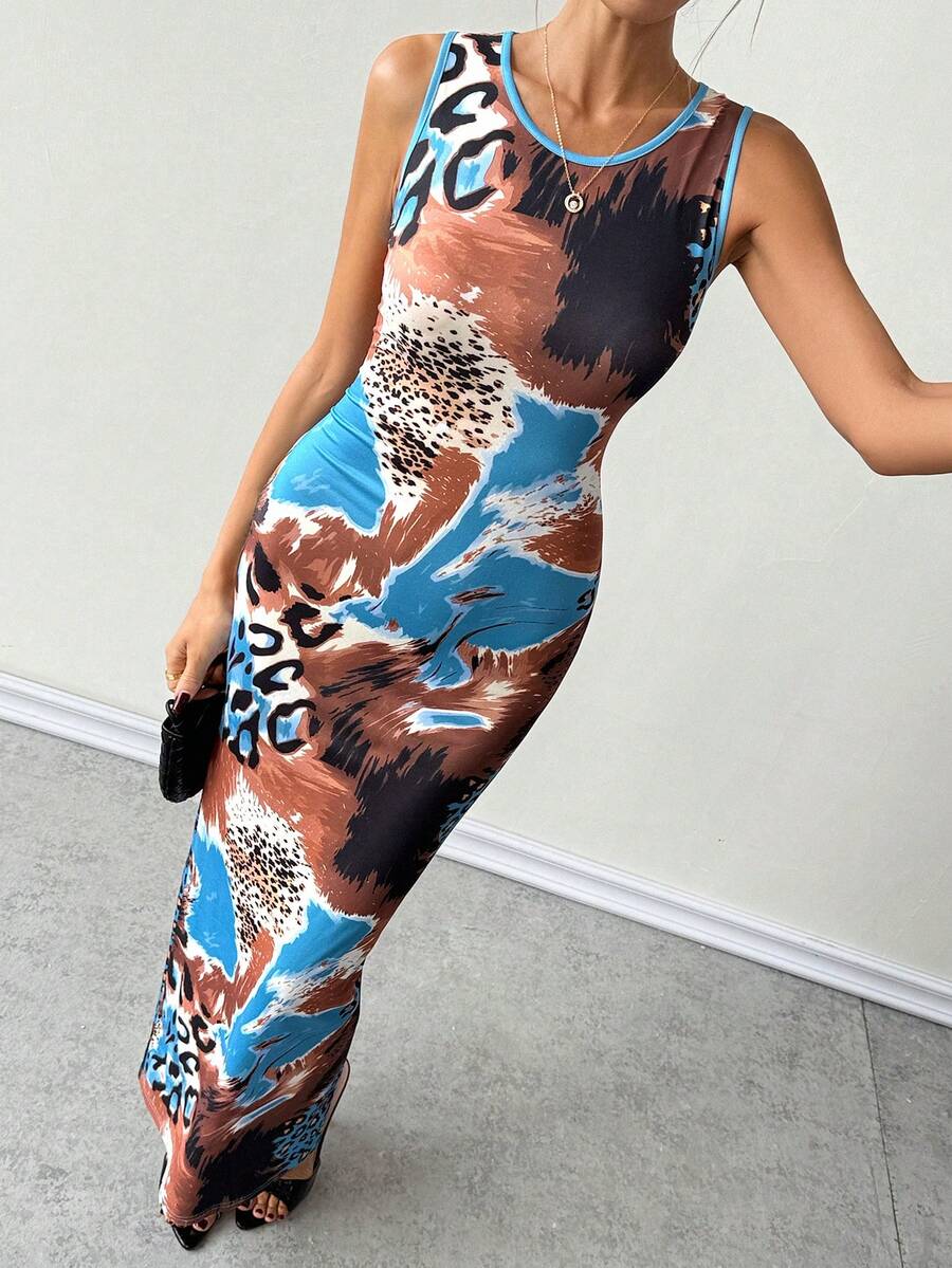 Chiquease Women's Printed Fitted Dress, Long Dress For Summer - Multicolor - View 1