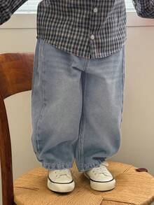 DAZY Toddler Boys' Loose Washed Distressed Denim, Casual Retro Streetwear, Versatile For All Seasons - Light Wash - View 4