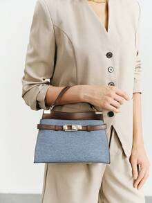 SHECARRY Ladies Handbag, Retro Contrasting Commuter Bag - Teal Blue - View 9