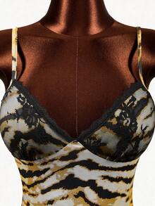 Mistrie Women's Summer Fashion Animal Print Fitted Spaghetti Strap Mini Dress - Multicolor - View 4