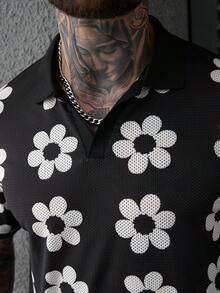SLATEMANN 男士网眼印花 Polo 衫，时尚百搭，适合日常穿着 - 彩色 - 查看 7