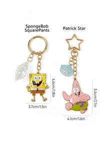 SpongeBob SquarePants | SHEIN 可爱卡通锌合金滴水钥匙扣包挂件，海螺壳吊坠，海洋元素饰品 - 混色 - 查看 3