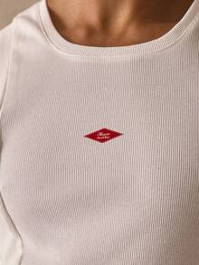 Musero Chaleco sin mangas ajustado con estampado gráfico, costuras resaltadas y rayas, esencial para primavera y verano, ideal para vacaciones en la playa - Blanco - Ver 6