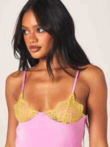 MISSGUIDED Lace Bust Mini Dress With Spaghetti Straps And Tie Back Detail For Party Cocktail Evening Occasions - Multicolor - View 2