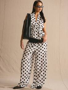 MUSERA Top con escote en pico, elástico y cintura ceñida con estampado de lunares, cómodo y lindo para uso diario, vacaciones, al sol, eventos sociales y festivales - Blanco - Ver 5