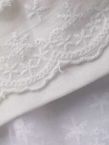 DAZY 女士圆领韩版卡通印花网纱荷叶边叠层两件套 - 白色 - 查看 11