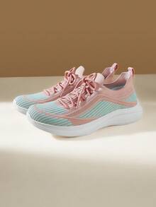 CUCCOO EASI Cloud Soft Sole, Women's Integrated Running Shoes, Breathable Mesh Skipping Rope Sneakers, Light Walking Shoes, Walking On The Feet, Soft Elastic Running Shoes, Women's Breathable Sneakers, Gym Training Jogging Shoes, Fashionable Light-Colored, Integrated Street Jogging, Retro Casual Style - pink and blue - View 2