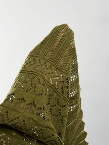 Maija Versatile Mesh Knit Crew Neck Short Sleeve Cardigan - Green - View 6