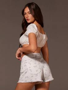 Athîral Women's Minimalist Printed Casual Denim Shorts - Multicolor - View 1