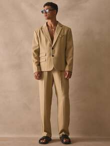 Musero Structured Single Breasted Double Side Pocket Jacket Revere Collar Flap Chest Pocket Tailored Blazer Spring Summer Essentials - Green - View 5