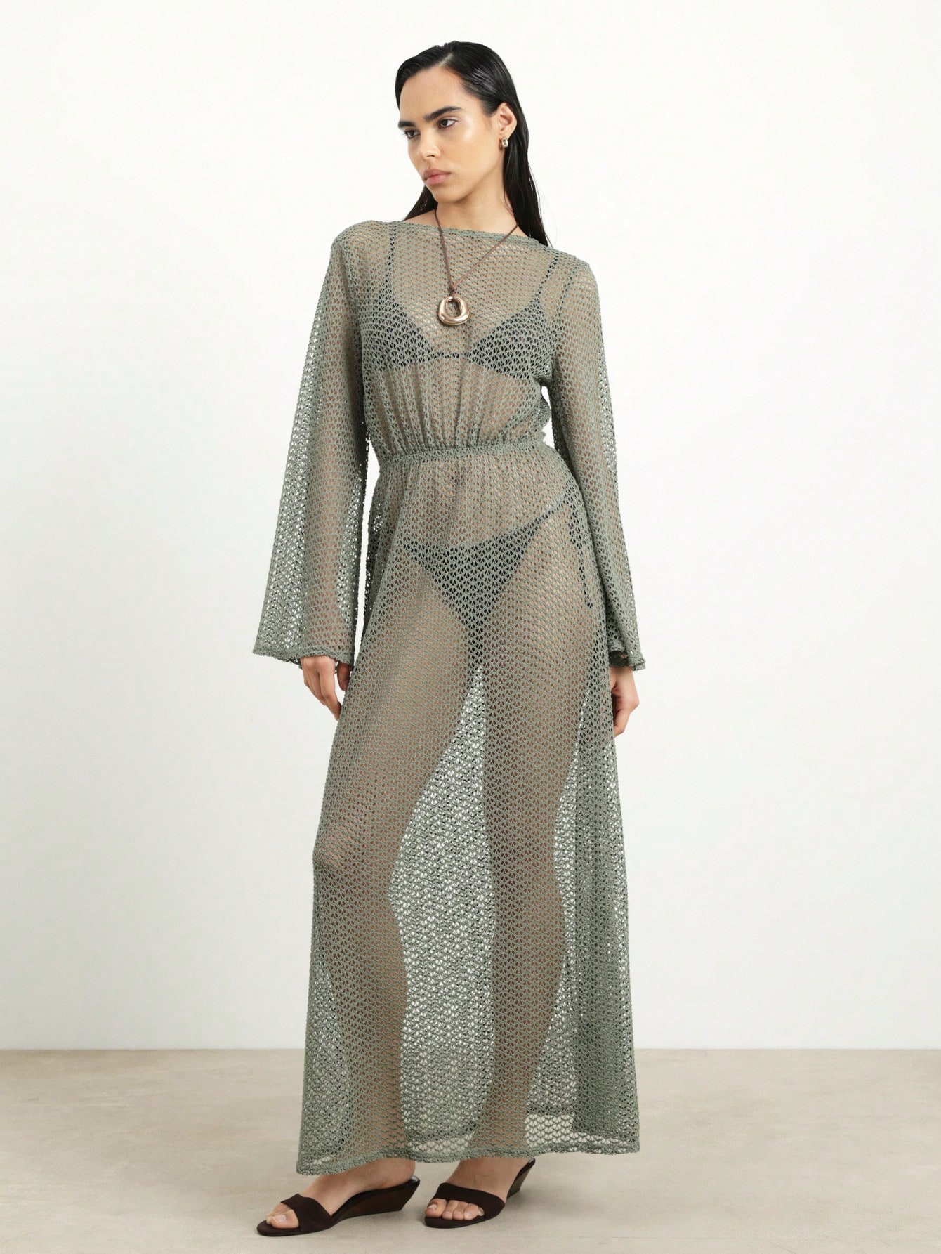 green emerald velvet dress Crochet Cover Up Dress – Sweet Elms Boutique main image 0