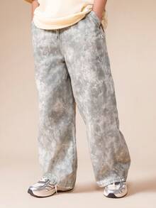 SUMWON Boys Relaxed Fit Wide Leg Tie Dye Jeans With Straight Leg Design And Casual Wash Finish For Everyday Wear - Army Green - View 1