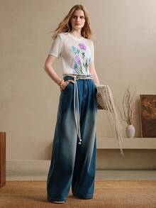 Revavyn 早春度假法式镂空复古刺绣针织上衣 - 白色 - 查看 5