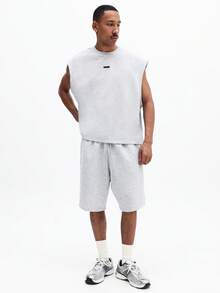 SUMWON Bộ đồ thể thao nam Essentials gồm áo tank top cổ tròn và quần short cùng màu, gồm hai mảnh, thích hợp mặc ở nhà vào mùa hè. - Xám - Xem 1