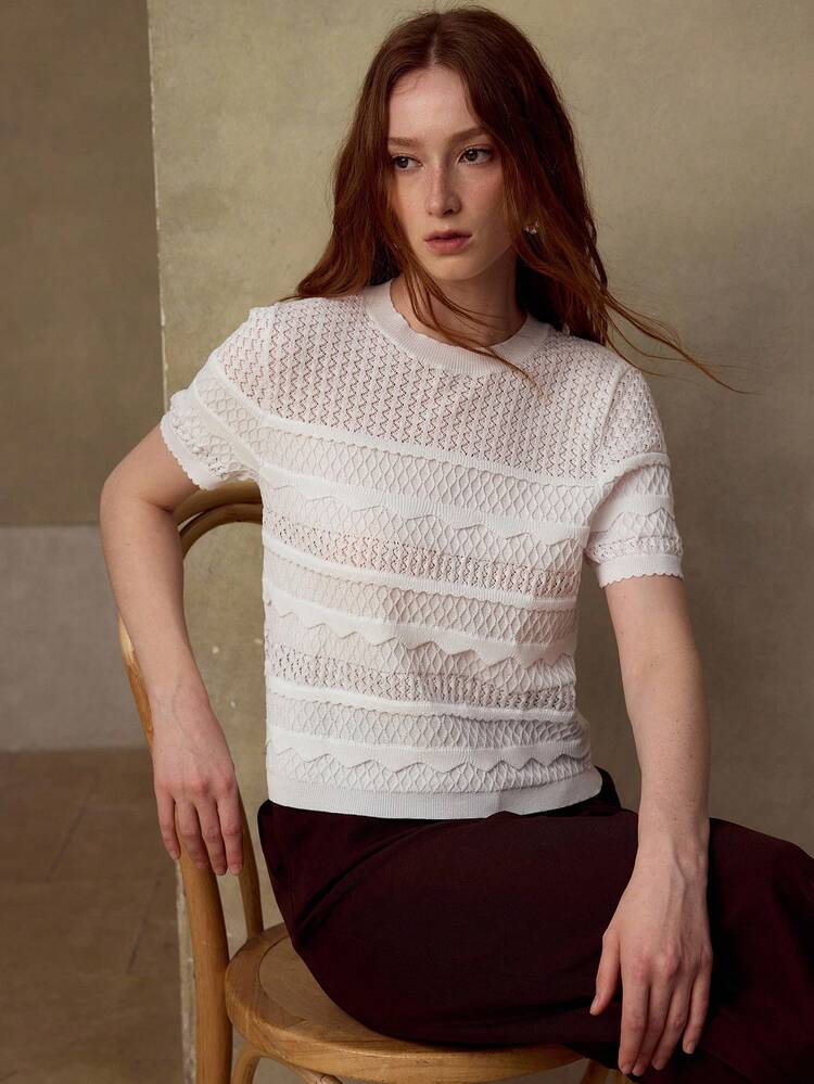 WOMEN'S SHORT SLEEVE KNIT TOP, CASUAL & DATE WEAR, SPRING/SUMMER