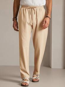 HIMLAND 男士梭织休闲日常年轻商务纯色裤 - 卡其色 - 查看 4