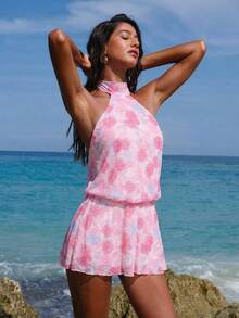 Opulessa Knitted Halter Backless Mini Dress For Women - Multicolor - View 8