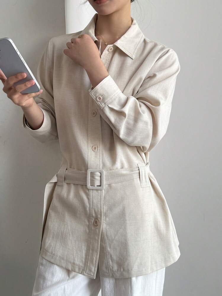 Women's Solid Color Lapel Single-Breasted Casual Versatile Daily Commute Long Sleeve Thin Blazer Summer
