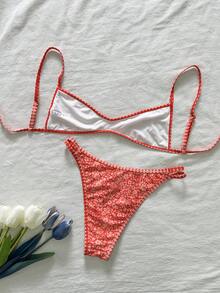 Swim Mod Bộ bikini hai mảnh in họa tiết nhiệt đới dành cho nữ, kiểu dáng thường ngày, cúp ngực nhỏ, đồ bơi mùa hè. - Nhiều màu - Xem 3