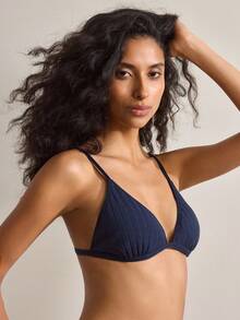 Ocili 欧美性感薄棉无钢圈无衬垫三角杯文胸 - 藍色 - 查看 4