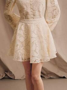 Anewsta Women's Elegant Summer Dress With 3D Floral Embroidery A-Line Skirt, Gentle And Graceful Silhouette. Suitable For Summer Dresses, Elegant Party Dresses, Vacation, Holiday Outfits - Apricot - View 3