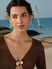 Opalesca 1 Pair European And American Fashion Ocean Series Pearl Earrings, Creative Minimalist Ocean Creature Earrings - Multicolor - View 7