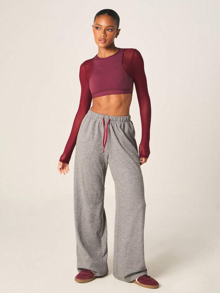 MISSGUIDED Damskie spodnie typu palazzo z kontrastowym ściągaczem i szerokimi nogawkami, z wysokim stanem i elastyczną talią, wygodne i luźne
