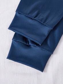 男童滑板印花长袖上衣和紧身裤休闲家居服套装 - 藏蓝色 - 查看 6