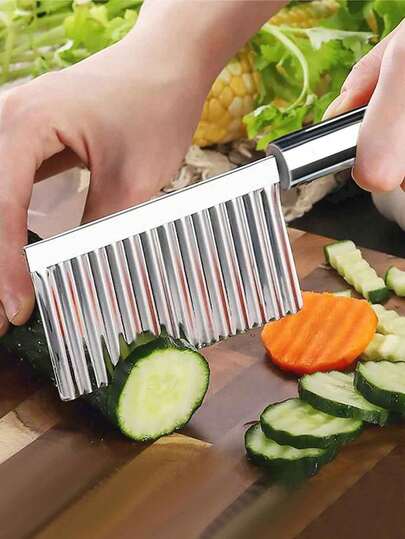 Stainless Steel Potato Knife For Cutting Potatoes, Corrugated Knife, Kitchen Household Vegetable Cutting Tool, Fancy Cutter
