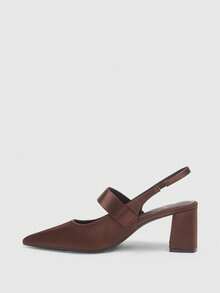 CUCCOO BIZCHIC Chaussures à talon épais à bout pointu, mode et confortables pour les déplacements et les vacances, avec boucle carrée simple en tissu sardine marron café - Marron - Voir 10