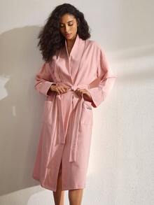 Ocili Soft & Comfortable Embroidered Women Loungewear Robe - Pink - View 6