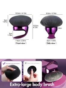 1pc Self Tanner Brush Kabuki Body Blender For Tanning Lotion Bronzer Foundation Makeup Application Vegan Soft Bristles - Purple - View 5