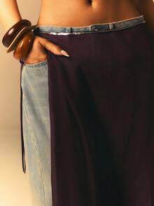 Athîral 女士休闲沙滩绿色亮片迷你裙 - 紫色 - 查看 4