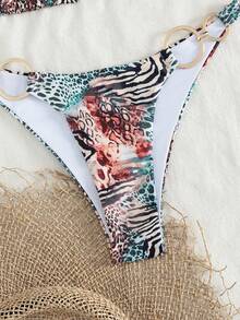 Swim SXY Bộ bikini hai mảnh gợi cảm kiểu Âu-Mỹ dành cho nữ, đồ bơi cổ yếm cổ chữ V sâu táo bạo và phá cách với trang trí vòng kim loại, họa tiết da báo pha trộn, quần bikini buộc dây bên hông, thích hợp cho tiệc bãi biển ngoài trời mùa hè, đồ bơi đi nghỉ mát, bikini dự tiệc bể bơi, bikini họa tiết động vật thẩm mỹ, bộ bikini, bikini họa tiết động vật trừu tượng, bikini cổ yếm, đồ bơi, bikini đi club, bộ bikini 2580198 Bikini nữ, bộ đồ bơi hai mảnh cho nữ, đồ bơi cho nữ - Nhiều màu - Xem 7