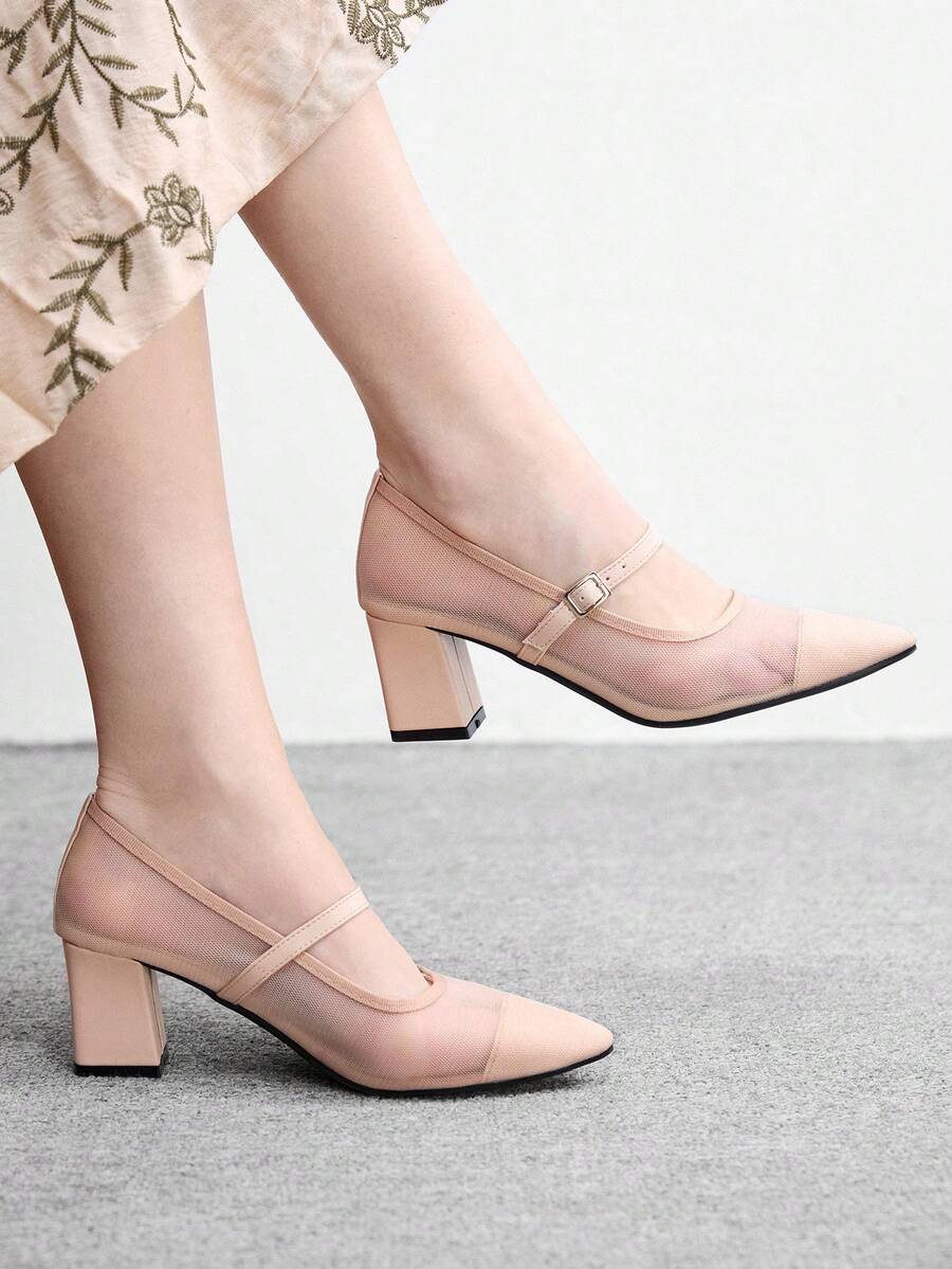 CUCCOO BIZCHIC Women Pointed Toe Fashion Daily Commute High Heels For Christmas Spring Shoes - Apricot - View 1