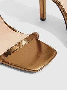 CUCCOO SZL 女士优雅简约高跟凉鞋，通勤必备 - 銅色 - 查看 6