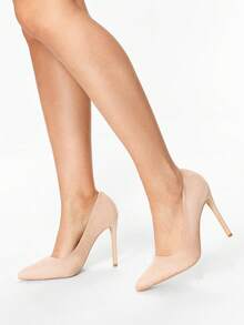 Glitzique Fall/Winter Elegant Apricot Pumps For Women, Minimalist Point Toe Stiletto Heeled Faux Suede Court Pumps,Elegant,Party,Stilettos Heels - Apricot - View 10