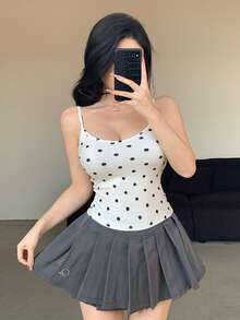 DAZY 女士夏季波点印花修身露背吊带衫 - 彩色 - 查看 6