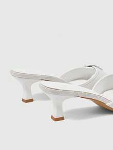 Sleekvia 女士绑带高跟穆勒凉鞋，夏季新品 - 白色 - 查看 6