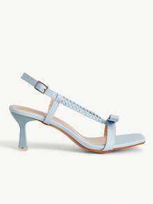 CUCCOO CHICEST Mint Blue Woven Strap High Heel Sandals Women's Head Strap Heel Open Toe Backstrap Sandals - Mint Blue - View 8