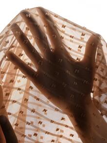 Momance 孕妇条纹印花V领裹身荷叶边下摆休闲短袖衬衫 - 卡其色 - 查看 7