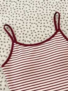 少女款亮色巴西印花撞色休闲吊带背心，修身剪裁，适合夏季、运动休闲穿着。 - 彩色 - 查看 4