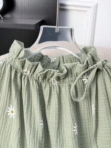 Franclia Women's Daisy Print Drawstring Sleeveless Top, Fashionable For Spring/Summer Vacation - Multicolor - View 3