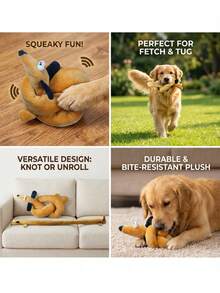 PETSIN 长条仿真腊肠犬毛绒玩具，内置BB弹吠叫声，可与狗狗进行互动拔河游戏 - 彩色 - 查看 3