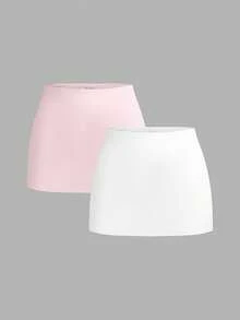 Comfortcana 2 chiếc quần short và legging mùa hè dáng ôm màu trơn dành cho nữ. - Nhiều màu - Xem 13