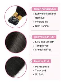 Ekstensi Rambut I-Tips 22 inci 50 helai Rambut Manusia Asli Mudah Ditata Ekstensi Rambut Manusia Hitam I-Tips Ekstensi I-Tips untuk Wanita - SNatural - View 3