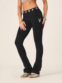 Missguided x Playboy 女士紧身裤 - 黑色 - 查看 1