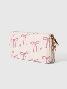 ROMWE Kawaii 秋冬季粉色蝴蝶结毛绒短钱包 - 蝴蝶結 - 查看 2